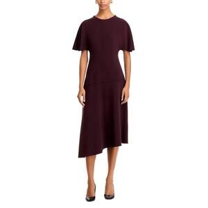 NEW DEREK LAM 10 CROSBY nicola asymmetric midi dress in aubergine